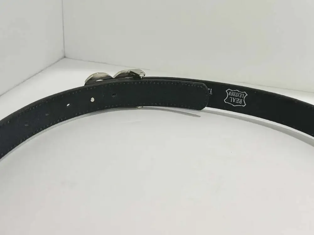 DG Embellished Black Leather Belt